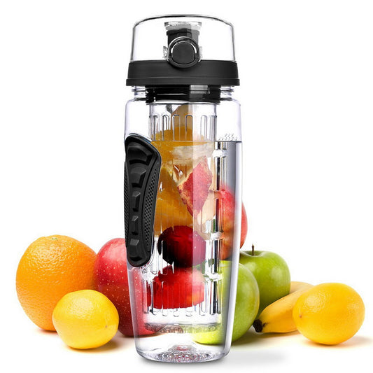 32oz Frucht-Infuser Wasserflasche – BPA-freier Kunststoff Sport-Trinkflasche mit Früchtebehälter & Saft-Shaker