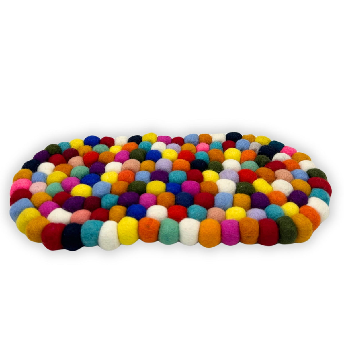 Ovale Filzkugel-Tischmatte – 38x18 cm – Mehrfarbig