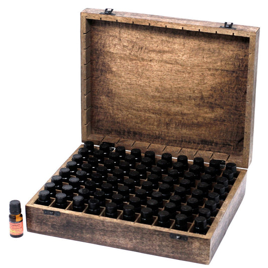 Aromatherapie-Box aus Mangoholz – Blumenmuster (für 80 Flaschen)