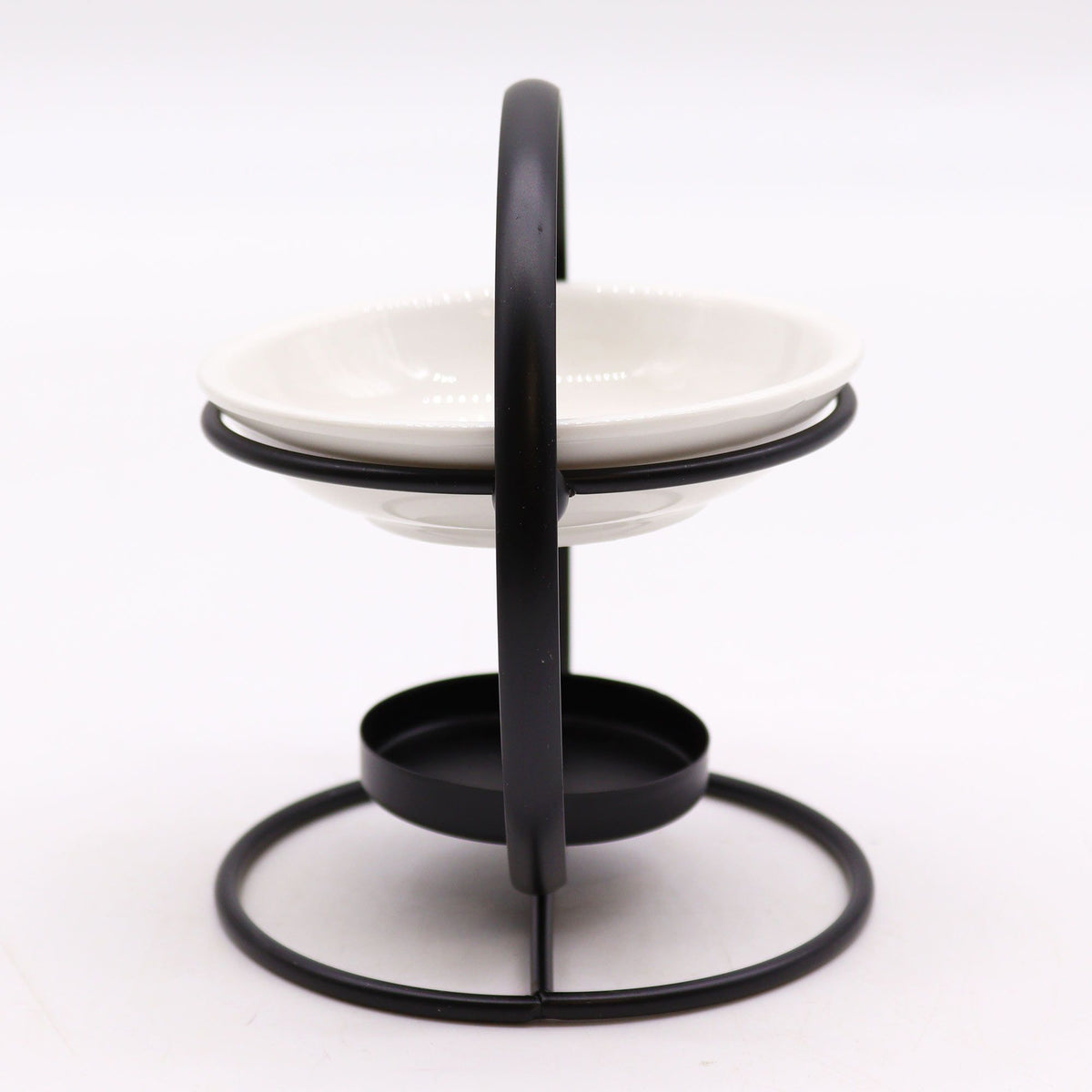 Duftlampe mit rundem Gestell aus Keramik und Metall