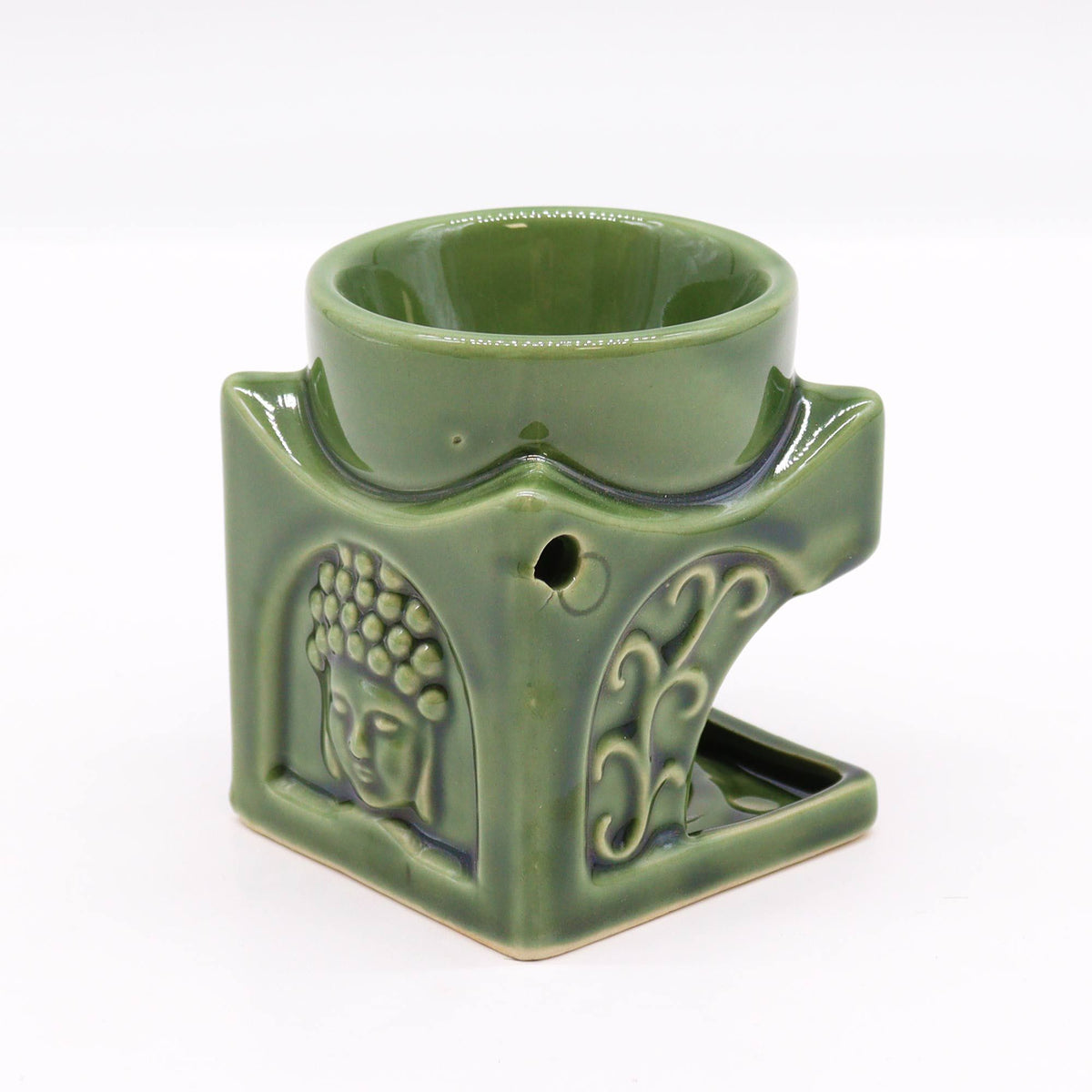 Quadratische Buddha-Duftlampe – Dunkles Jadegrün