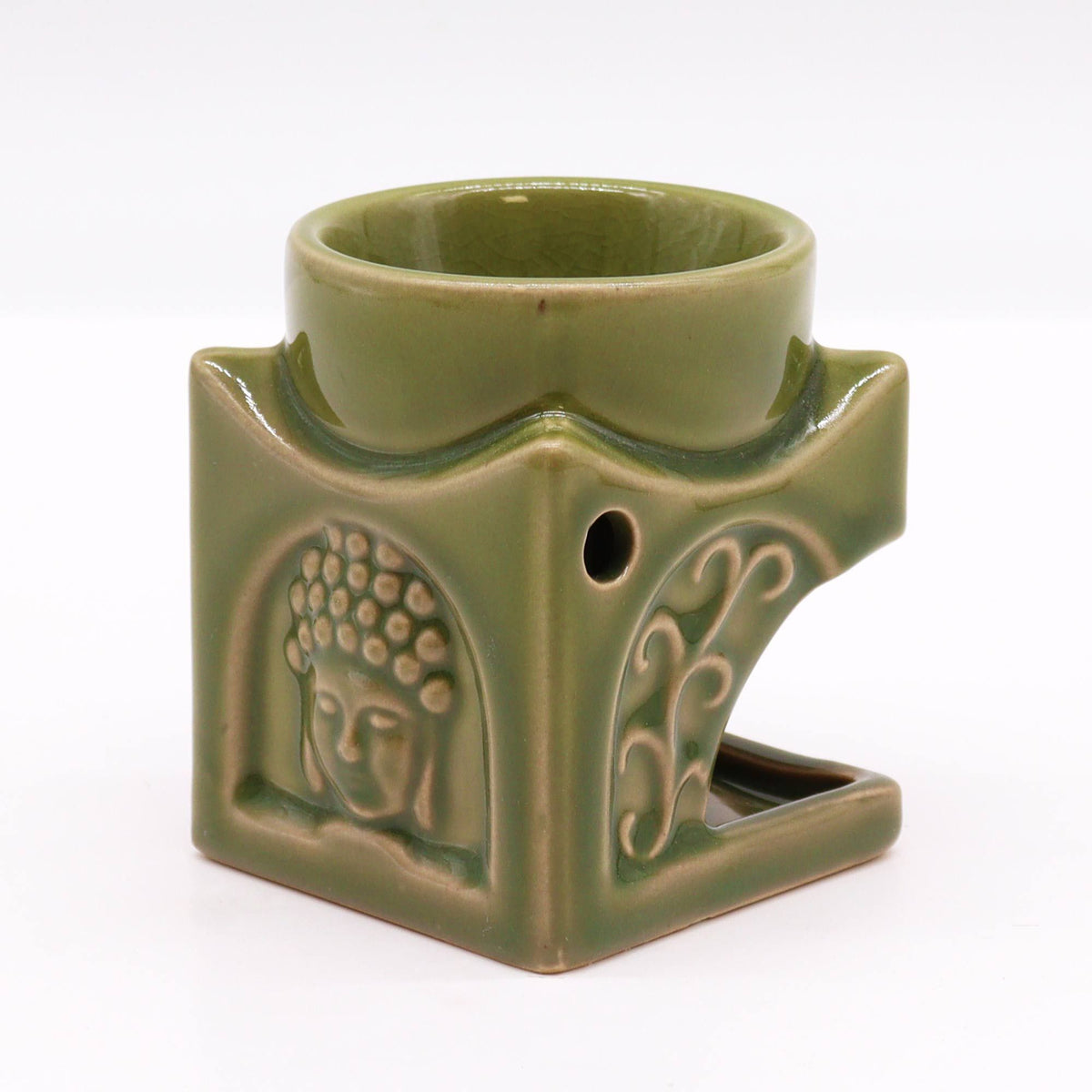 Quadratische Buddha-Duftlampe – Helles Jadegrün