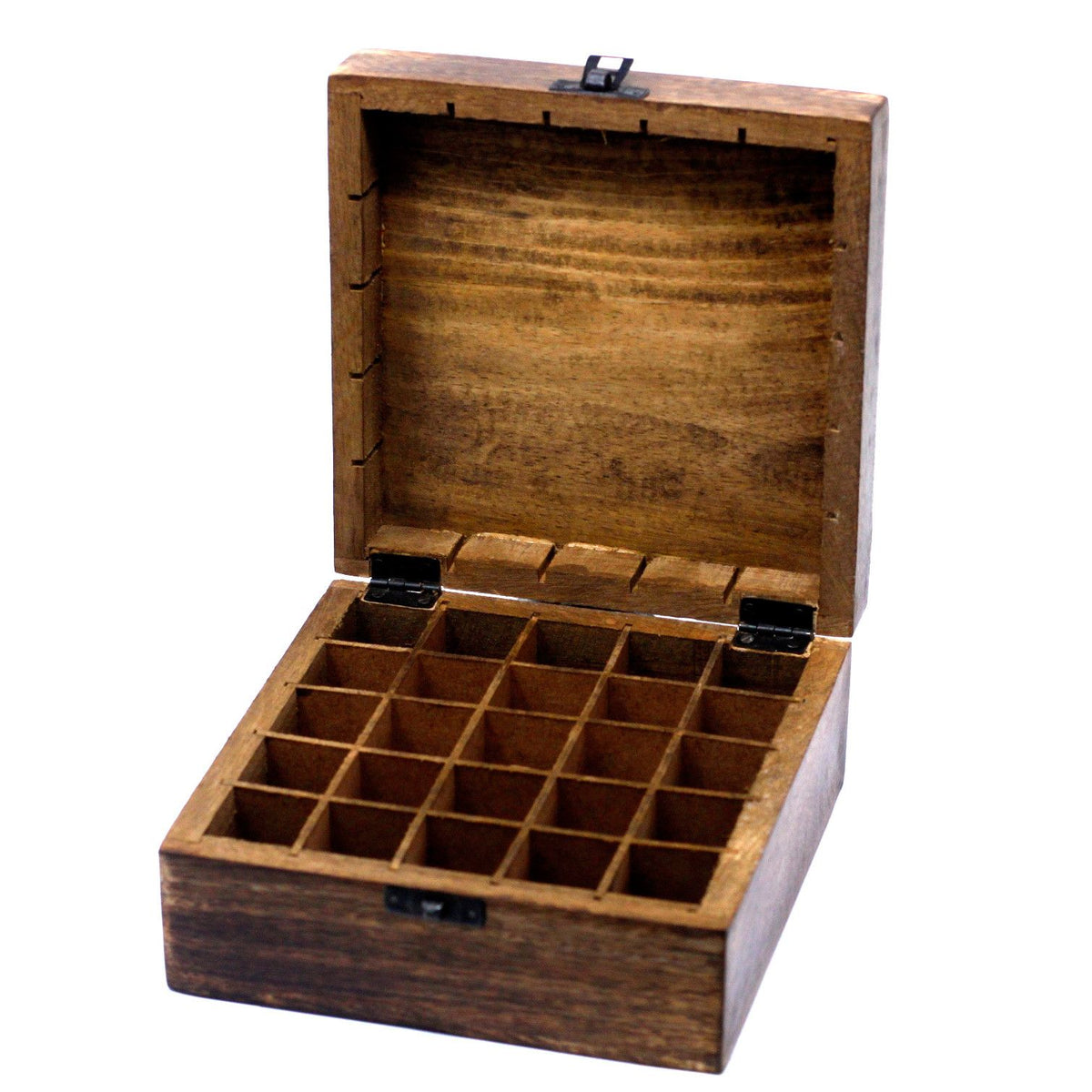 Aromatherapie-Box aus Mangoholz – Blumenmuster (für 25 Flaschen)