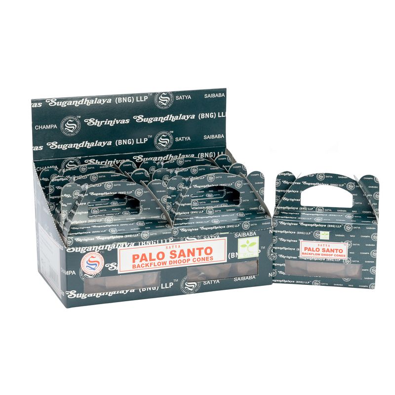 Box mit Satya Palo Santo Backflow-Räucherkegeln