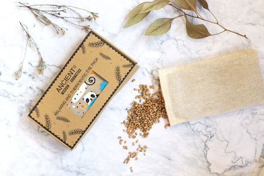 Lavendel-Augenkissen aus natürlicher Baumwolle und Juco in einer Geschenkbox – Sleepy Panda