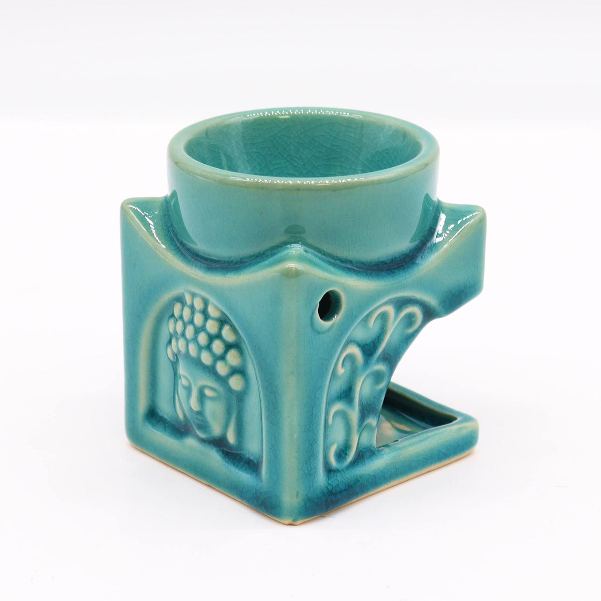 Quadratische Buddha-Duftlampe – Sanftes Türkis