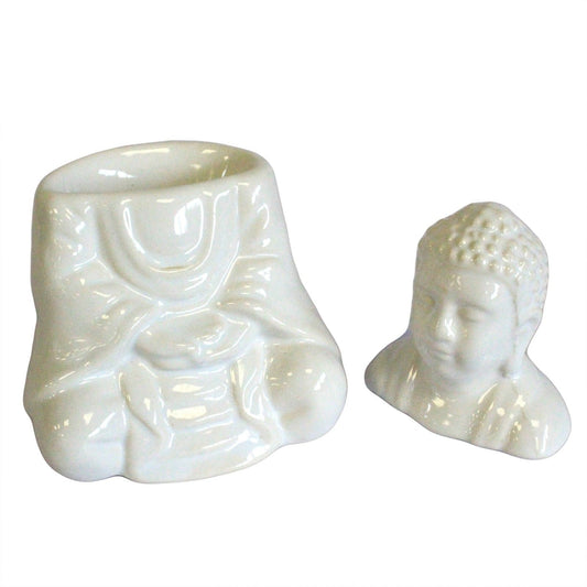 Duftlampe mit sitzendem Buddha – Weiß