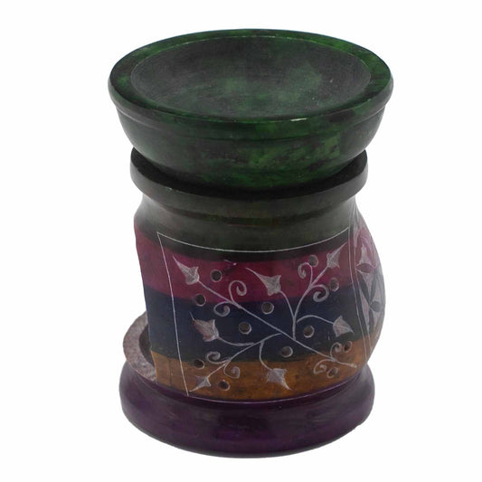 Speckstein-Duftlampe 10 cm – Blume des Lebens – Fünf Farben