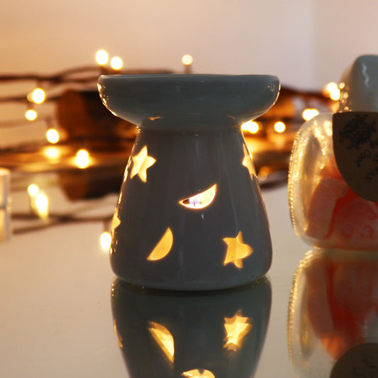 1 × kleine klassische weiße Duftlampe – Mond und Stern