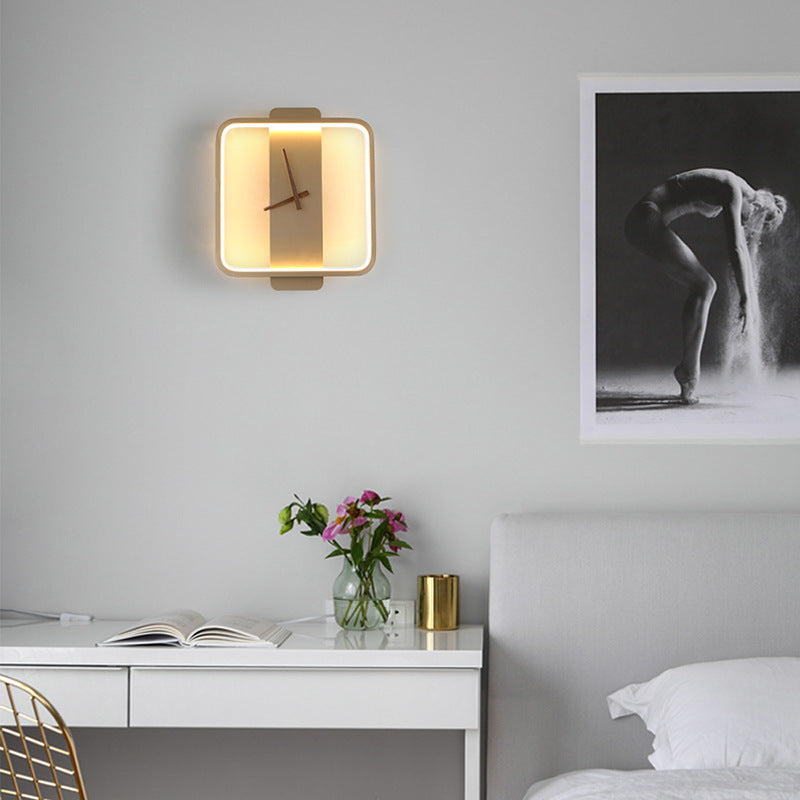 Nordische Wandlampe für Schlafzimmer, Lampe im Uhrendesign