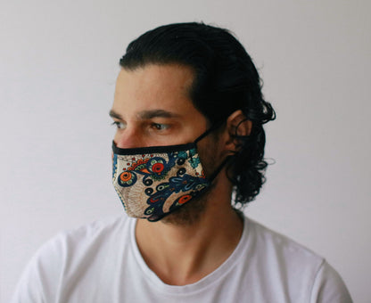 Wiederverwendbare Stoffmaske – Goldene Blätter (Erwachsene)