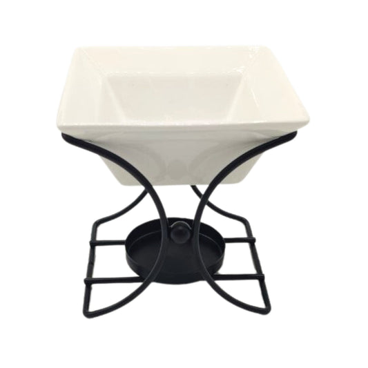 Duftlampe mit quadratischem Gestell aus Keramik und Metall