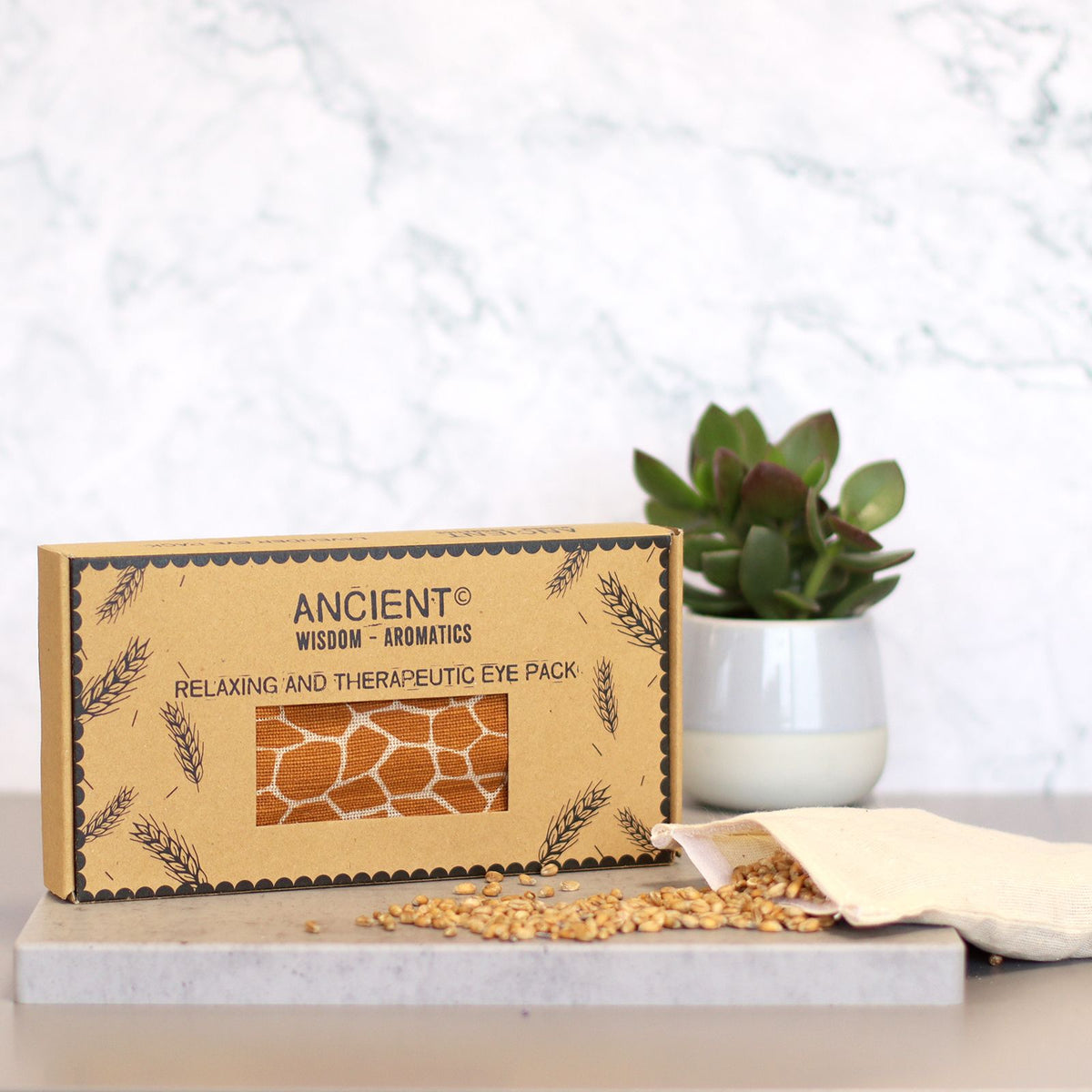 Lavendel-Augenkissen aus Baumwolle und Juco in Geschenkbox – Madagascar Giraffe