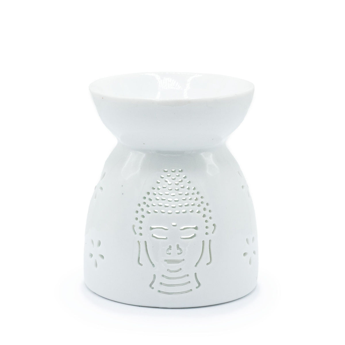 Duftlampe mit Buddha-Ausschnitt – Weiß