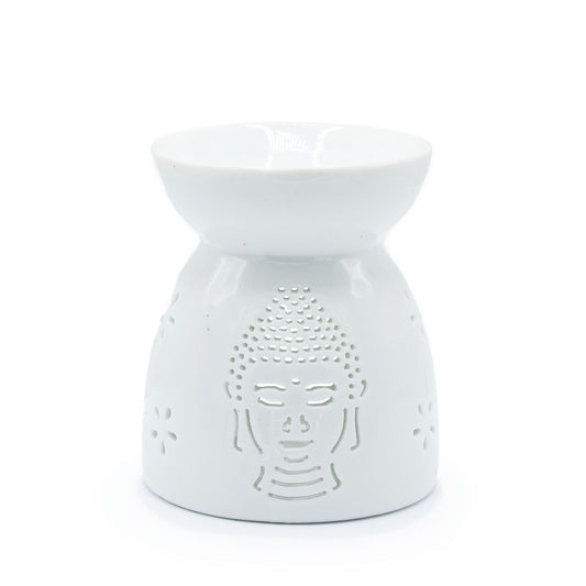 Duftlampe mit Buddha-Ausschnitt – Weiß
