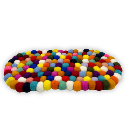 Ovale Filzkugel-Tischmatte – 38x18 cm – Mehrfarbig