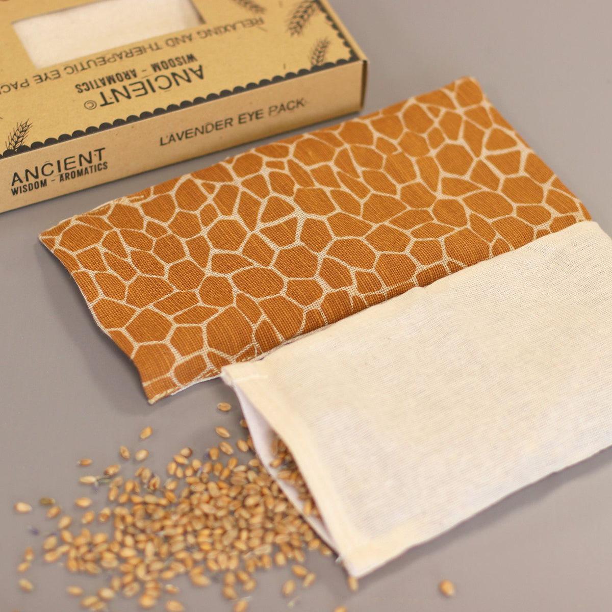 Lavendel-Augenkissen aus Baumwolle und Juco in Geschenkbox – Madagascar Giraffe