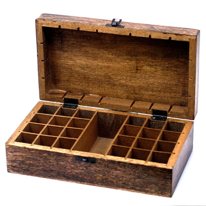 Aromatherapie-Box aus Mangoholz – Blumenmuster (für 24+1 Flaschen)