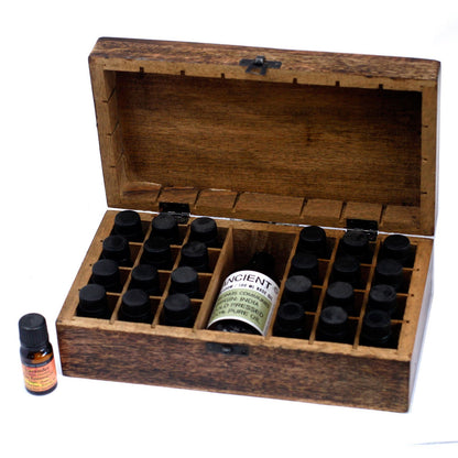 Aromatherapie-Box aus Mangoholz – Blumenmuster (für 24+1 Flaschen)