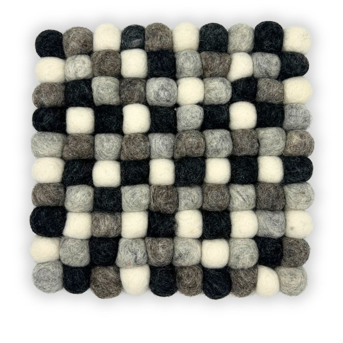 Quadratische Filzkugel-Tischunterlage – 20 cm – Graumix