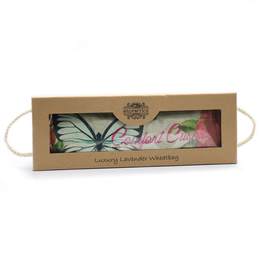 Luxus-Weizenkissen mit Lavendel in einer Geschenkbox – Butterfly & Roses