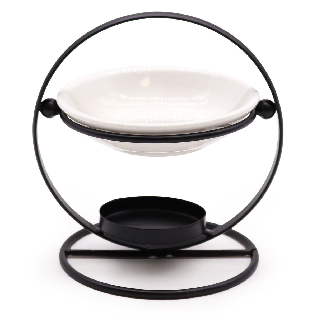 Duftlampe mit rundem Gestell aus Keramik und Metall