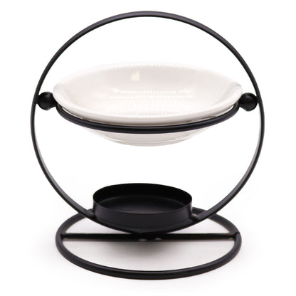 Duftlampe mit rundem Gestell aus Keramik und Metall