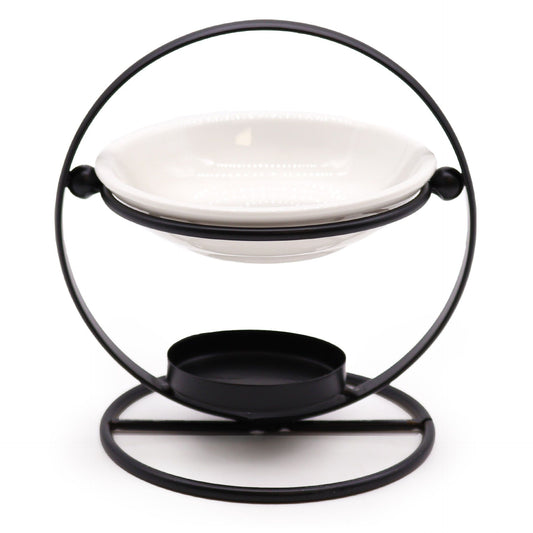 Duftlampe mit rundem Gestell aus Keramik und Metall