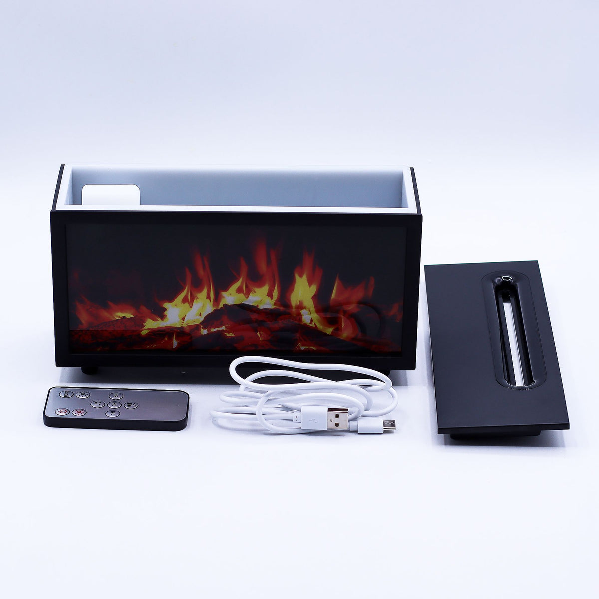 Aroma-Diffusor mit Flammeneffekt und Vogelklängen – Schwarz – USB – Farbwechsel