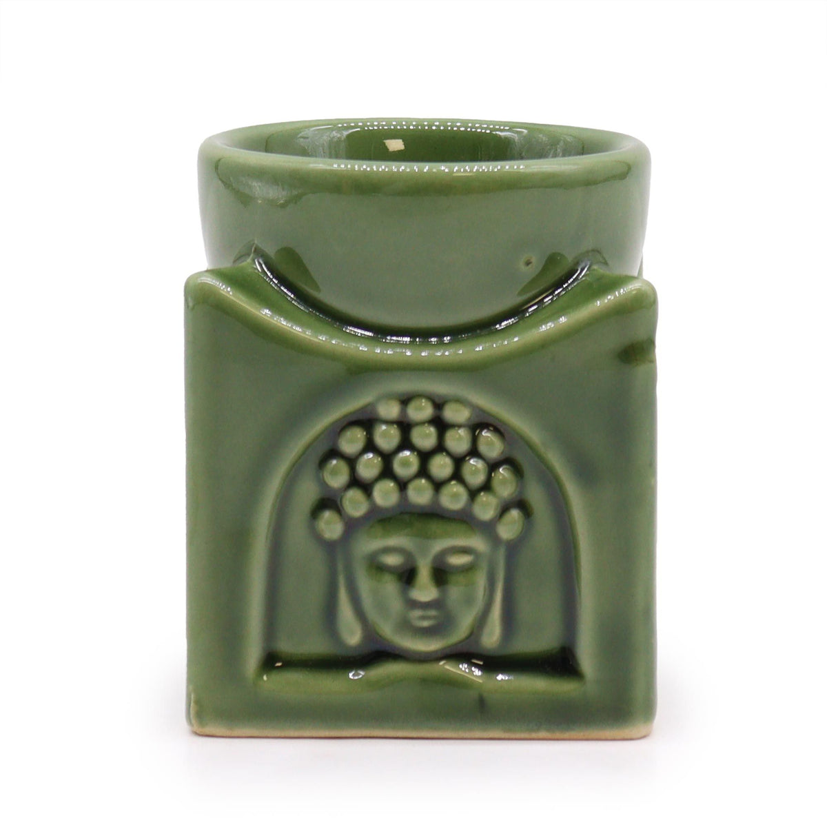 Quadratische Buddha-Duftlampe – Dunkles Jadegrün