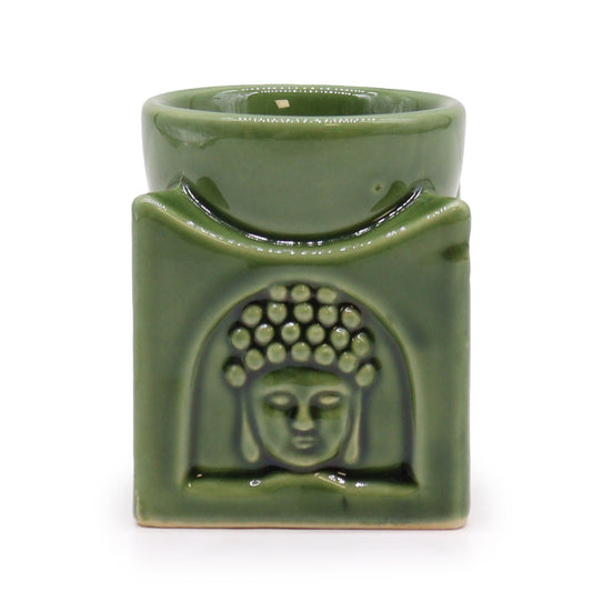 Quadratische Buddha-Duftlampe – Dunkles Jadegrün