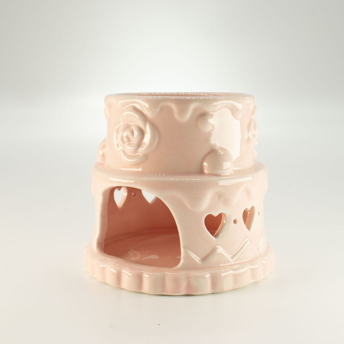 Keramik-Duftlampe in Kuchenform – Herzen – Rosa