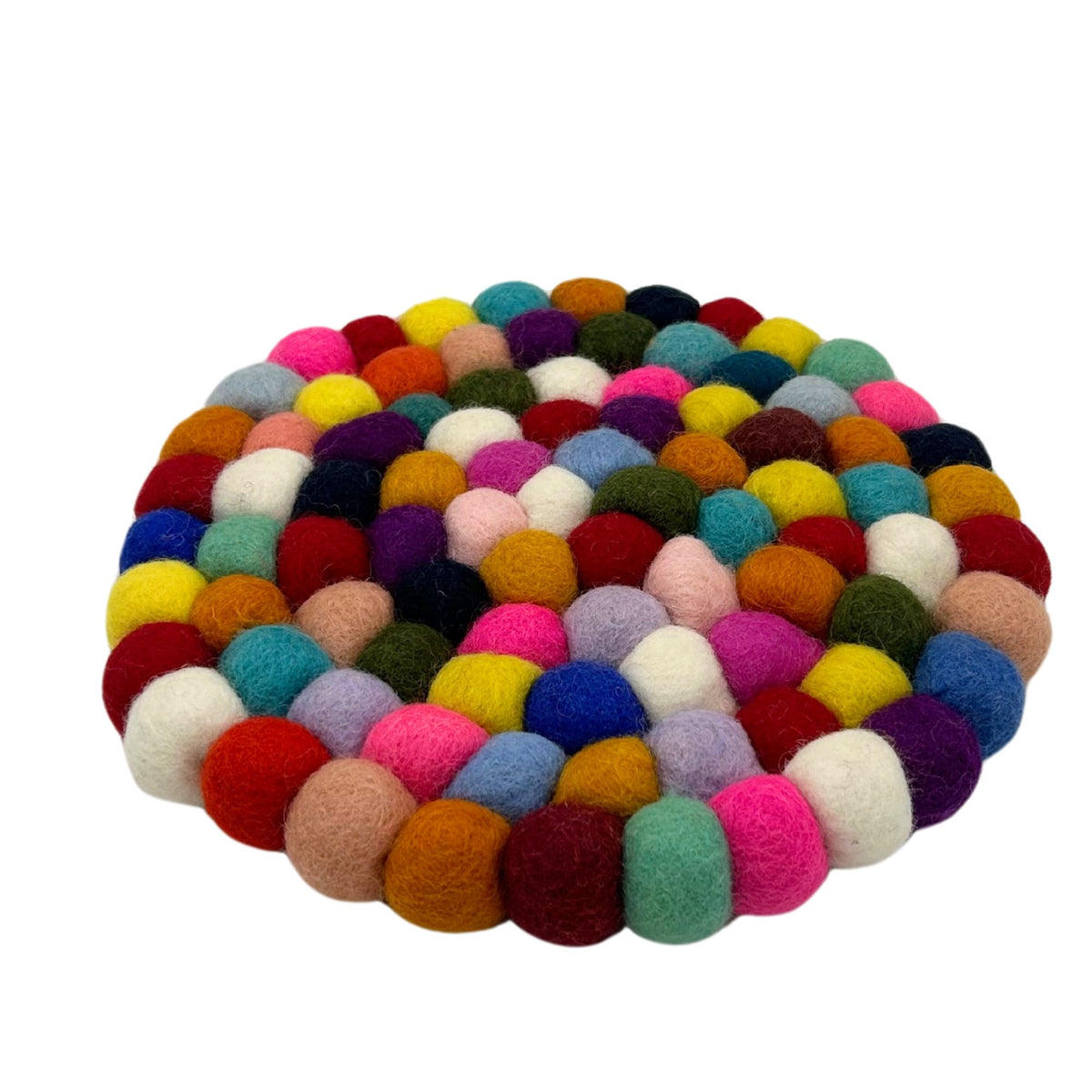 Runder Filzkugel-Untersetzer – 20 cm – Mehrfarbig