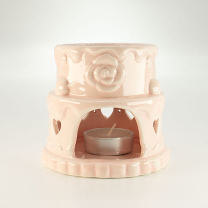 Keramik-Duftlampe in Kuchenform – Herzen – Rosa