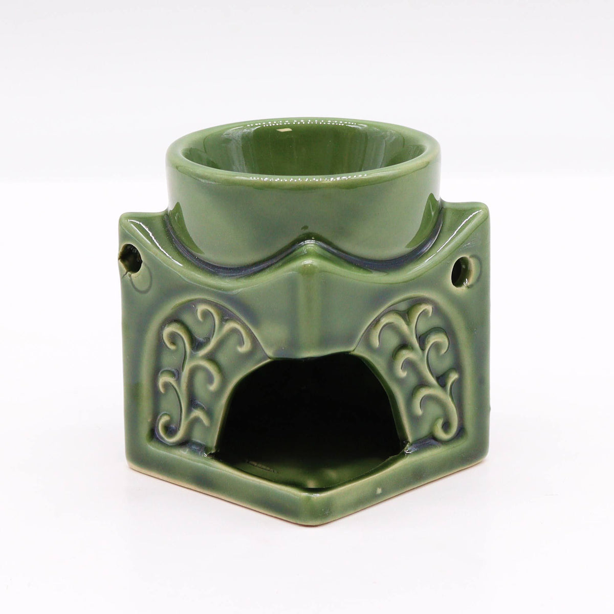 Quadratische Buddha-Duftlampe – Dunkles Jadegrün