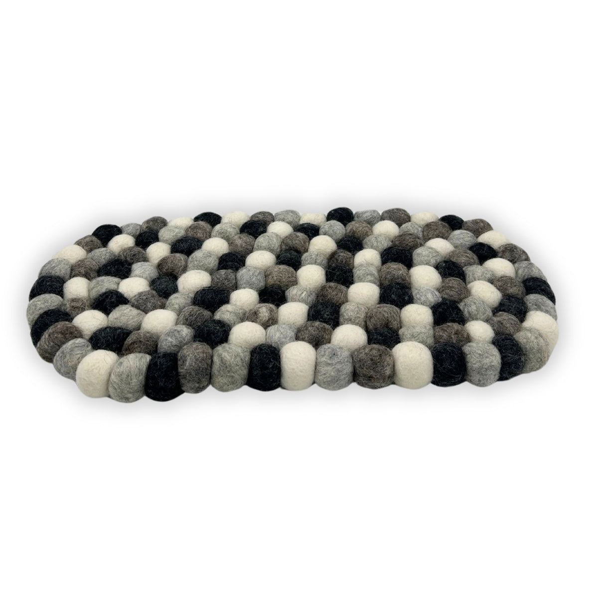 Ovale Filzkugel-Tischmatte – 38x18 cm – Verschiedene Grautöne