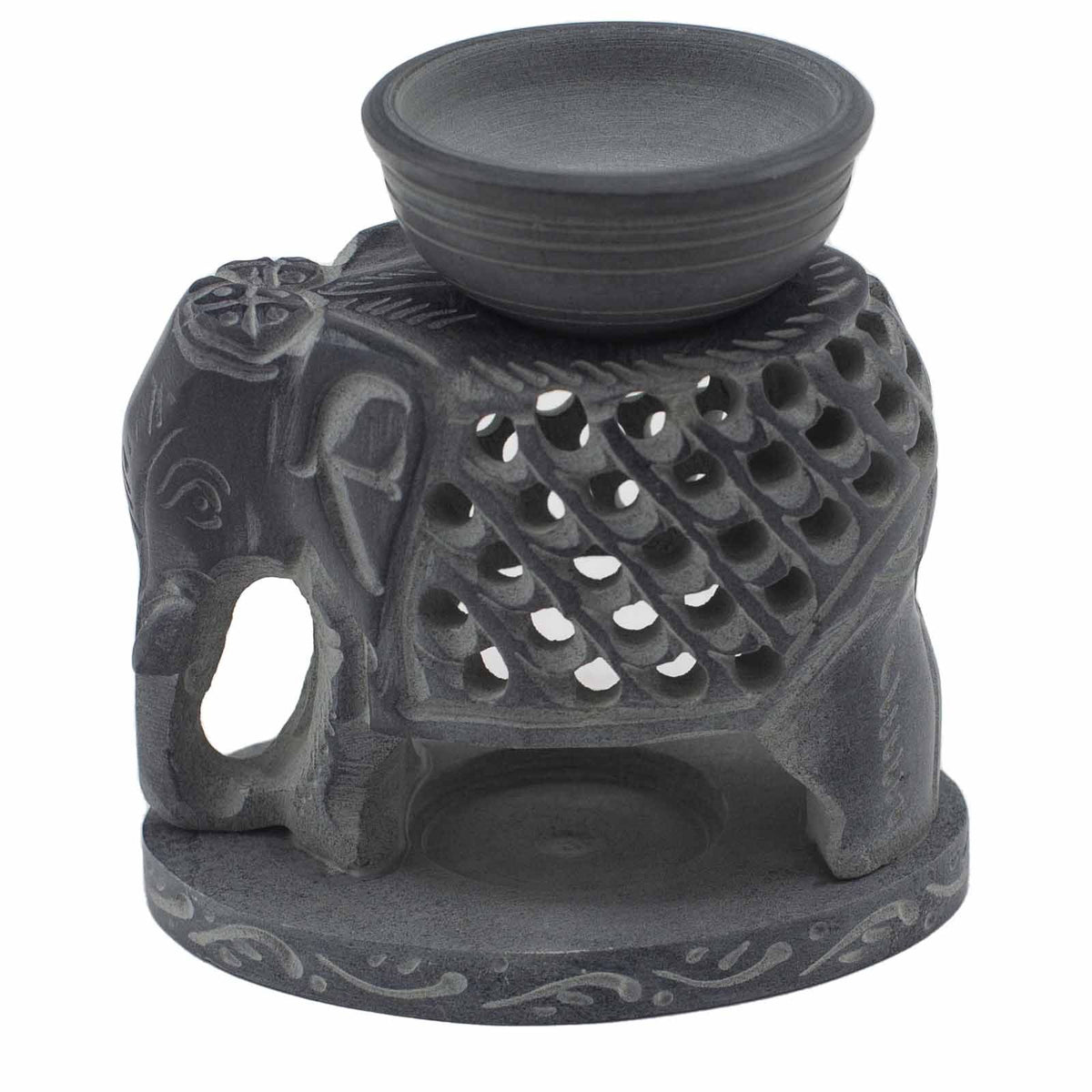 Speckstein-Duftlampe 10,5 cm – Stehender Elefant