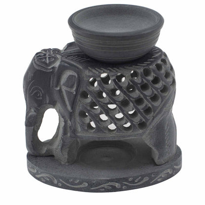 Speckstein-Duftlampe 10,5 cm – Stehender Elefant
