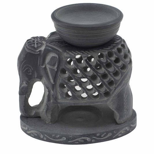 Speckstein-Duftlampe 10,5 cm – Stehender Elefant