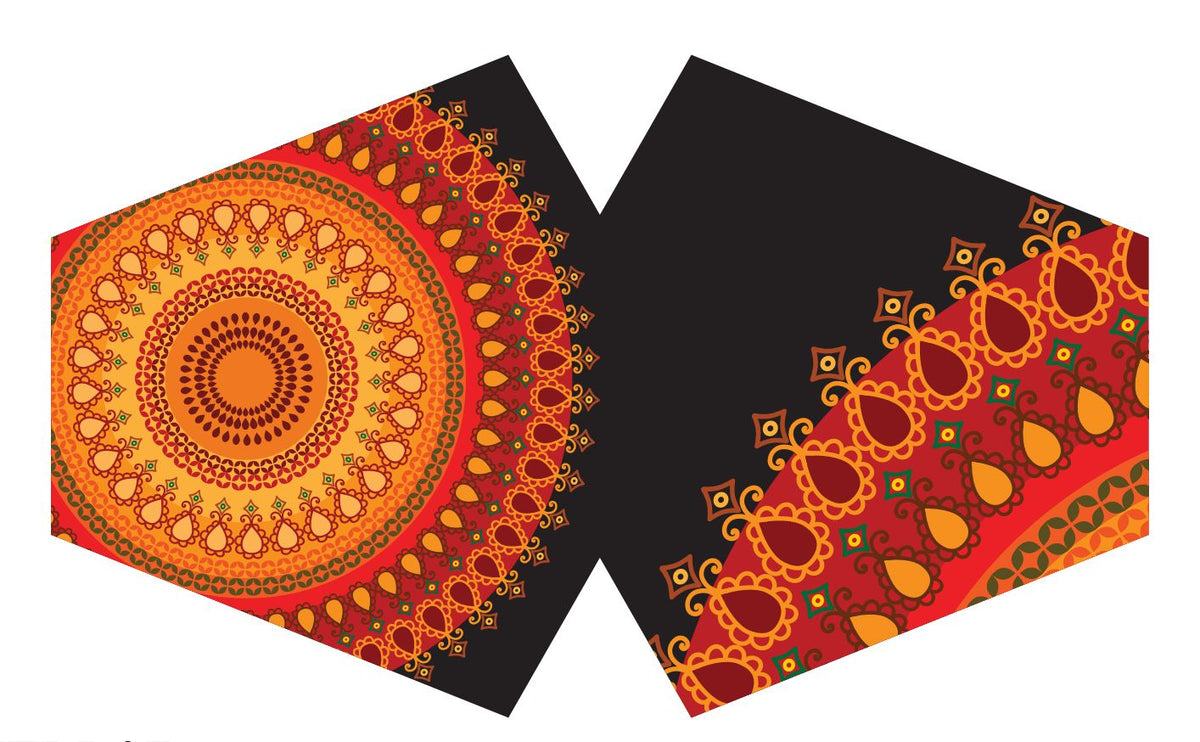 Wiederverwendbare modische Gesichtsbedeckung – Orangefarbenes Mandala (Erwachsene)
