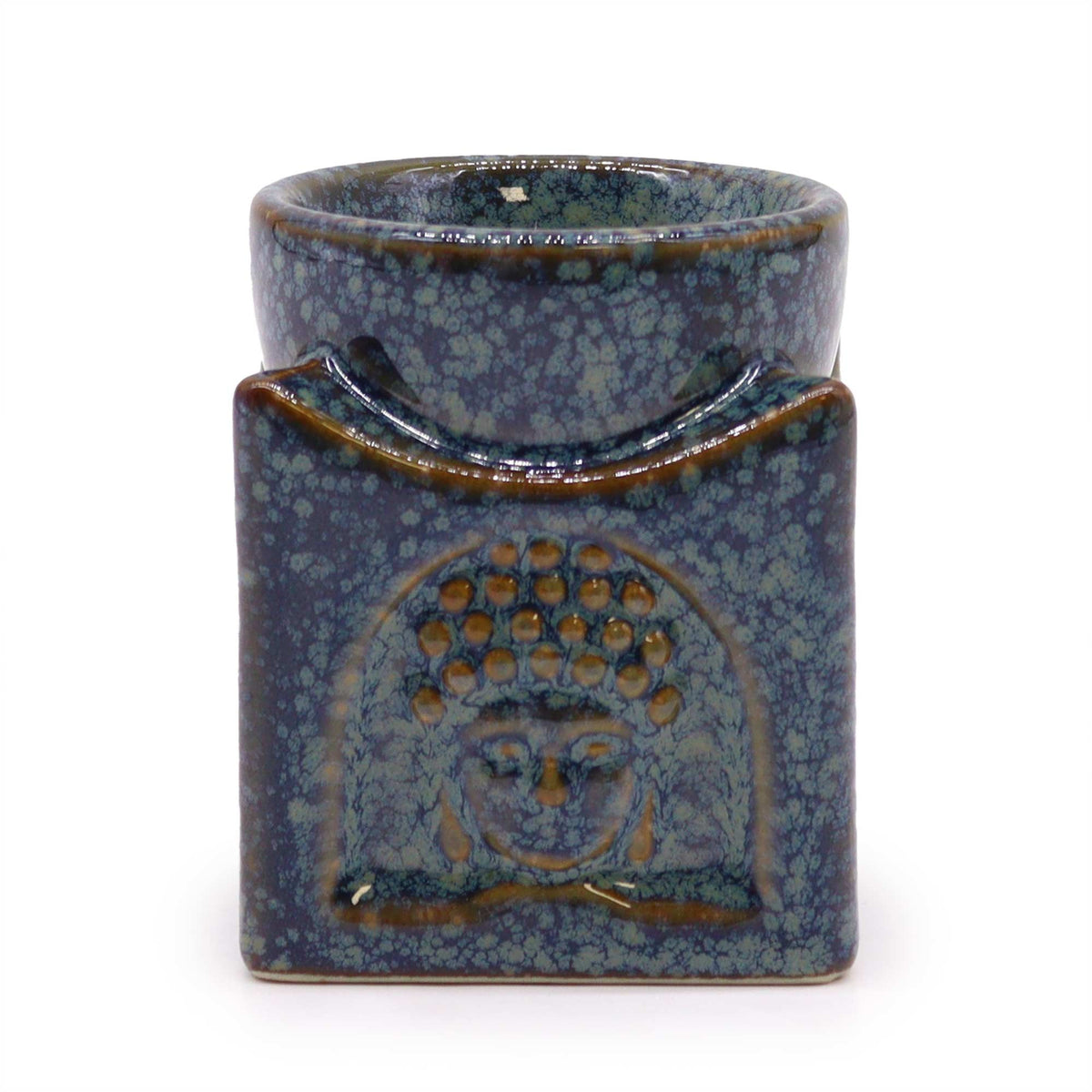 Quadratische Buddha-Duftlampe – Staubblau