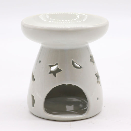 Große klassische weiße Duftlampe – Mond und Stern