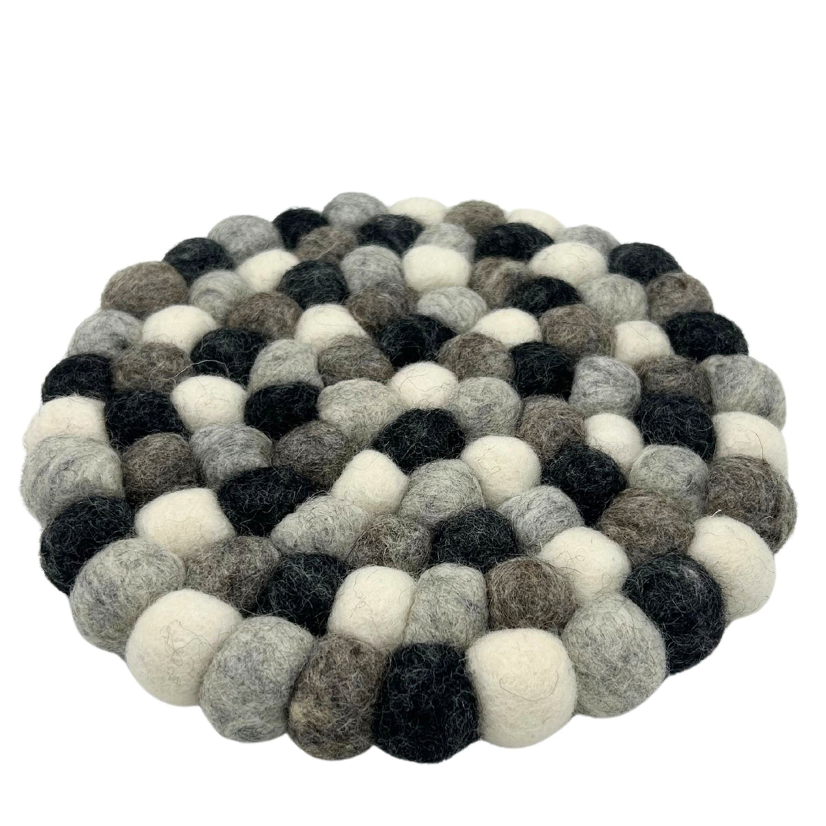 Runder Filzkugel-Untersetzer – 20 cm – Verschiedene Grautöne