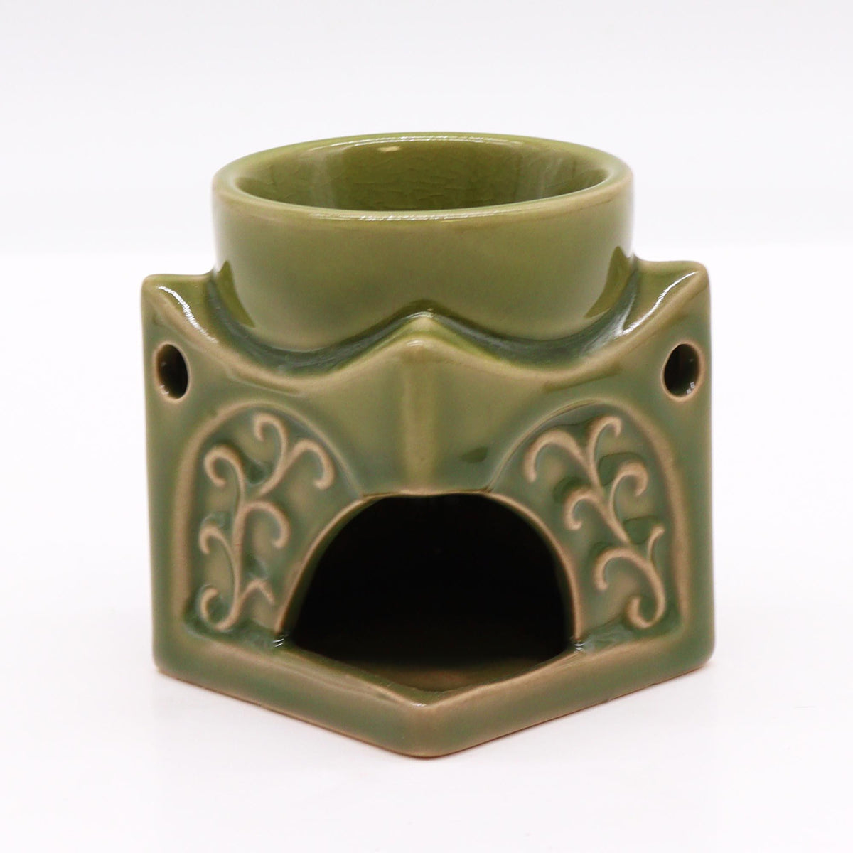 Quadratische Buddha-Duftlampe – Helles Jadegrün