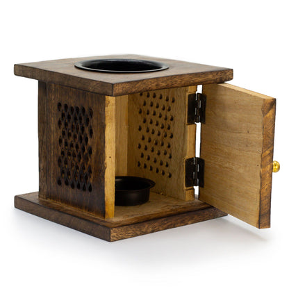 Große Duftlampe aus Mangoholz in Boxform – Elefant