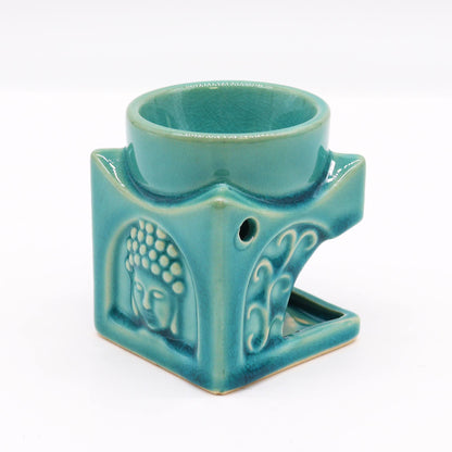 Quadratische Buddha-Duftlampe – Sanftes Türkis