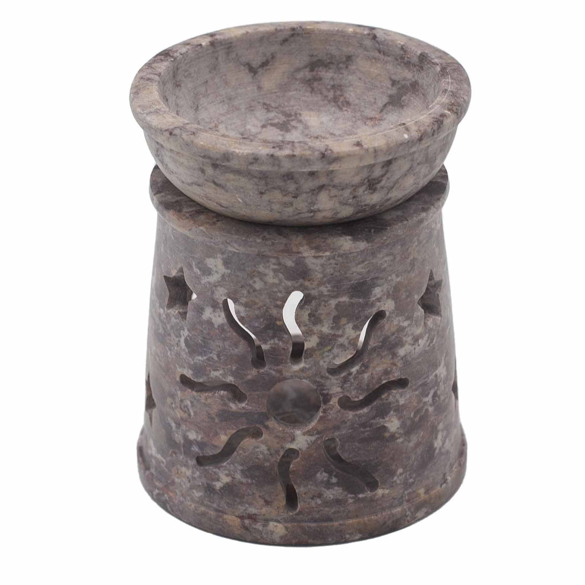 Kleine Speckstein-Duftlampe 8 cm – Sonne und Sterne
