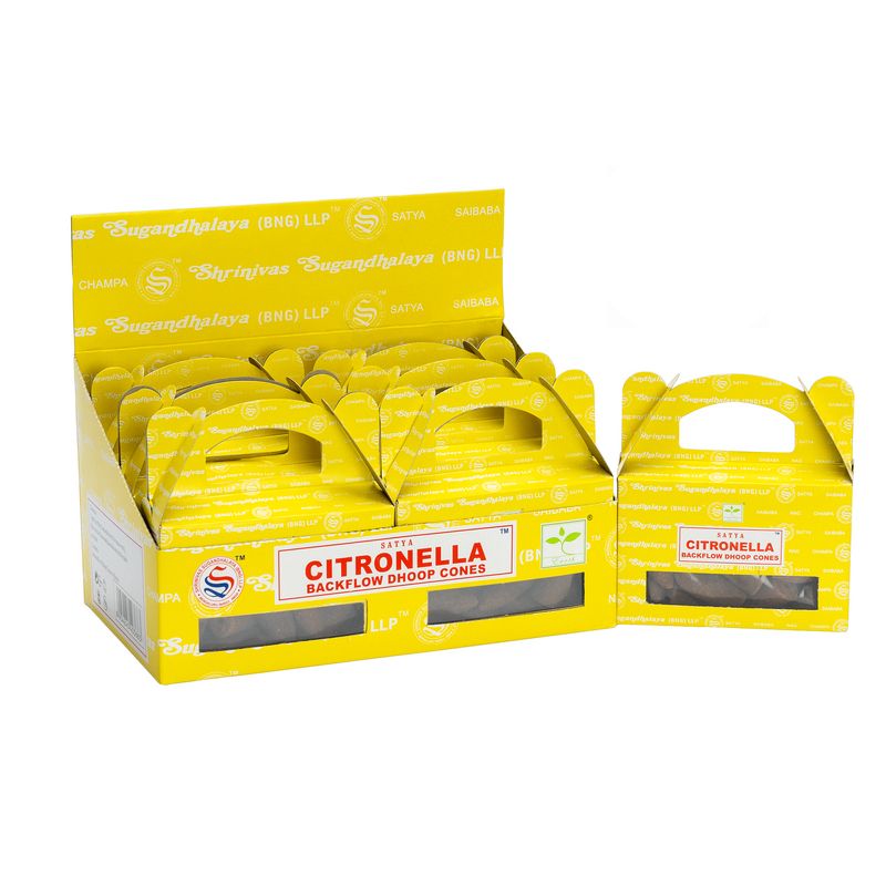 Box mit Satya Citronella Backflow-Räucherkegeln