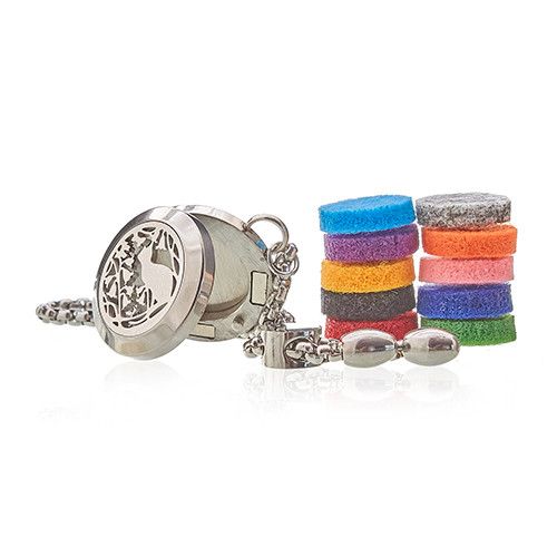 Aromatherapie-Kettenarmband – Katze und Blumen – 20 mm