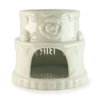 Keramik-Duftlampe in Kuchenform – HAPPY BIRTHDAY – Weiß